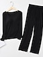 cheap Women&#039;s Two Piece Sets-Women&#039;s Bolero Top Solid Color Daily Date Going out Daily Long Sleeve Crew Neck Black Summer Spring
