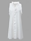 preiswerte Kleider aus Baumwolle und Leinen entwerfen-Damen Weißes Kleid Leinenkleid Sommerkleid Minikleid Baumwolle Rüsche Brautkleider schlicht Täglich Urlaub V Ausschnitt Ärmellos Sommer Frühling Weiß Glatt