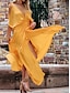 cheap Plain Dresses-Women&#039;s Casual Dress Maxi Dress Chiffon Backless Split Date Vacation Streetwear Maxi V Neck Half Sleeve White Yellow Red Color