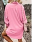 voordelige Dames T-shirts-Dames Overhemd Gestreept Afdrukken Dagelijks Modern Casual Lange mouw Overhemdkraag Blozend Roze Lente &amp; Herfst