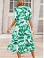 ieftine Rochii casual florale-Pentru femei Rochii Midi Rochie casual Rochie leagăn Rochie A line Rochie de vară Stilat Casual Vacanță Zilnic Dată Fit regulat Floral Manșon scurt În V Albastru piscină Trifoi Vară