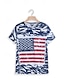 tanie T-shirty damskie-Damskie Podkoszulek USA Flagi Nadruk Codzienny Weekend Moda Krótki rękaw Półgolf Granatowy Lato