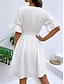 baratos vestidos lisos-Mulheres Vestido branco Minivestido Com Corte Elegante Casual Decote V Manga Curta Branco Amarelo Azul Cor