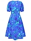 Χαμηλού Κόστους Print Φορέματα-Γυναικεία Καθημερινό φόρεμα Φόρεμα ριχτό από τη μέση και κάτω Φόρεμα σε γραμμή Α Φλοράλ Στάμπα Λαιμόκοψη V Μίντι φόρεμα Στυλάτο Καθημερινό Καθημερινά Ημερομηνία Κοντομάνικο Καλοκαίρι