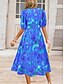 ieftine Rochii casual florale-Pentru femei Rochii Midi Rochie casual Rochie leagăn Rochie A line Rochie de vară Stilat Casual Vacanță Zilnic Dată Fit regulat Floral Manșon scurt În V Albastru piscină Trifoi Vară
