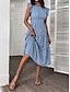 Χαμηλού Κόστους Print Φορέματα-Γυναικεία Καθημερινό φόρεμα Φόρεμα σε γραμμή Α Φλοράλ Με Βολάν Στάμπα Στρογγυλή Ψηλή Λαιμόκοψη Μίντι φόρεμα Στυλάτο Καθημερινό Καθημερινά Ημερομηνία Αμάνικο Καλοκαίρι