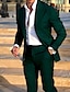 お買い得  スーツ-ブラック バーガンディー ダークグリーン 男性用 結婚式 スーツ ソリッド 2点セット テイラーフィット シングルブレスト 一つボタン 2024年