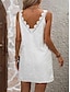Χαμηλού Κόστους Λευκό φόρεμα-Γυναικεία Λευκό φόρεμα Φόρεμα Φόρεμα για τον ήλιο Μίνι φόρεμα Δαντέλα Καθημερινό Καθημερινά Διακοπές κρύος ώμος Αμάνικο Καλοκαίρι Άνοιξη Λευκό Σκέτο