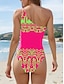 preiswerte Einteilige Badeanzüge-Damen Badeanzug Ein Stück Bademode Push-Up Hosen Tropisch V Ausschnitt Urlaub Strandbekleidung Badeanzüge
