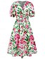 ieftine Rochii casual florale-Pentru femei Rochii Midi Rochie casual Rochie leagăn Rochie A line Rochie de vară Stilat Casual Vacanță Zilnic Dată Fit regulat Floral Manșon scurt În V Albastru piscină Trifoi Vară