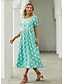 cheap Print Dresses-Women&#039;s Floral Polka Dot Pocket Print Crew Neck Midi Dress Daily Date Short Sleeve Summer Spring