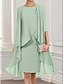 voordelige effen jurken-Dames Schede jurk Halflange jurk Gedrapeerd Gelaagd Feest Elegant Strakke ronde hals Mouwloos Groen Kleur