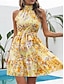 cheap Print Dresses-Women&#039;s Casual Dress A Line Dress Floral Print Stand Collar Mini Dress Stylish Casual Daily Date Sleeveless Summer