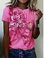 ieftine Tricouri Damă-Pentru femei Tricou Floral Fluture Imprimeu Vacanță Sfârșit de săptămână Modă Manșon scurt Rotund Galben Vară