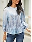billige Bluser og trøjer til kvinder-Dame Skjorte Bluse Grafisk Afslappet Knap Trykt mønster Lyserød Langærmet Basale V-hals Forår Efterår