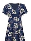 preiswerte Bedruckte Kleider-Damen Chiffon-Kleid Blumen Gefaltet Rüsche Rundhalsausschnitt Midikleid Party Ärmellos Sommer