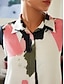 Недорогие повседневное платье с принтом-Жен. Платье-рубашка Мини-платье Розовый Длинный рукав Графические принты С принтом Лето Весна Лацкан Платья Отпуск XS S M