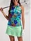 cheap Designer Collection-Women&#039;s Golf Polo Shirt Lake blue Yellow Purple Sleeveless Sun Protection Top Floral Ladies Golf Attire Clothes Outfits Wear Apparel