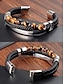 cheap Accessories Fo Men-Men&#039;s Bracelet Black Stainless Steel Natural Stone Punk Fashion Double Layered