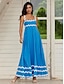 cheap Plain Dresses-Women&#039;s A Line Dress Maxi Dress Lace Trim Elegant Spaghetti Strap Sleeveless Black Pink Blue Color