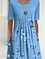 Χαμηλού Κόστους Print Φορέματα-Γυναικεία Καθημερινό φόρεμα Κοντομάνικο φόρεμα Φόρεμα ριχτό Μίντι φόρεμα Θαλασσί Πράσινο του τριφυλλιού Κοντομάνικο Φλοράλ Σουρωτά Φθινόπωρο Άνοιξη Καλοκαίρι Στρογγυλή Ψηλή Λαιμόκοψη Βασικό