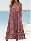 Χαμηλού Κόστους Print Φορέματα-Γυναικεία Φόρεμα για τον ήλιο Αμάνικο φόρεμα Φλοράλ Στάμπα Στρογγυλή Ψηλή Λαιμόκοψη Μίντι φόρεμα Χαβανέζα Καθημερινό Διακοπές Παραλία Αμάνικο Καλοκαίρι Άνοιξη
