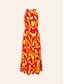 billige afslappet kjole med print-print halter neck maxi kjole