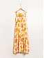 baratos vestido casual estampado-vestido maxi swing com estampa floral em chiffon