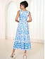 olcso Mintás ruhák-Női Kötött ruha Swing ruha Virágos Nyomtatott U-alakú Hosszú ruha Maxi ruha Csehország Hawaii Randi Vakáció Ujjatlan Nyár Tavasz