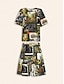 voordelige Women&#039;s Sets-Satijnen vintage ronde skortset met riem