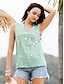 ieftine Bluze &amp; Camisole Damă-Pentru femei Bluză Floral Casual Concediu Imprimeu Roz Îmbujorat Fără manșon Elegant Modă De Bază În V