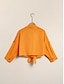 abordables chemises, hauts et chemisiers-chemise courte femme en coton et lin orange épaules tombantes boutonnée col v