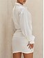 preiswerte Kleider-Damen Weißes Kleid Leinenkleid blusenkleid Minikleid Urlaub Flachs Baumwolle und Leinen Brautkleider schlicht Hemdkragen Rüschen Langarm Sommer Frühling Lockere Passform Glatt