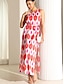 cheap Print Dresses-Women&#039;s Geometric Color Block Crew Neck Maxi Dress Sleeveless Summer