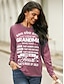abordables Camisetas de mujer-Mujer Camiseta Letra Diario Fin de semana Estampado Rosa Manga Larga Moda Escote Redondo Primavera &amp; Otoño