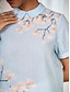 billige Bluser og skjorter til kvinner-Dame Bluse Blomstret Knapp Daglig Feriereise Ut på byen Elegant Tropisk Daglig Kortermet Skjortekrage Blå Sommer