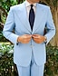 olcso Öltönyök-kék férfi esküvői öltöny egyszínű 2 részes divatos üzlet szabott egymellű kétgombos 2024
