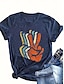 tanie T-shirty damskie-Damskie Podkoszulek Graficzny Nadruk Codzienny Weekend Moda Krótki rękaw Okrągły dekolt Granatowy Lato