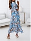 Χαμηλού Κόστους Casual Φορέματα-Γυναικεία Καθημερινό φόρεμα Φόρεμα σε γραμμή Α Φλοράλ Στάμπα Λαιμόκοψη V Μακρύ Φόρεμα Μάξι Φόρεμα Στυλάτο Καθημερινό Καθημερινά Ημερομηνία Μισό μανίκι Καλοκαίρι