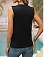 cheap Tank Tops &amp; Camis-Women&#039;s Tank Top Vest Plain Pleated Daily Basic Modern Sleeveless Notched Neck Black Summer