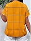 abordables Camisetas de mujer-Mujer Camiseta Plaid Estampado Diario Fin de semana Moda Manga Corta Escote en Pico Blanco Verano