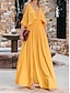 رخيصةأون فساتين عادية-نسائي لباس غير رسمي فستان طويل شيفون بدون ظهر منفصل مواعدة عطلة أناقة الشارع ماكسي V رقبة نصف كم أبيض أصفر أحمر اللون
