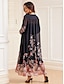 cheap Print Dresses-Women&#039;s Floral Graphic Print Tie Neck Long Dress Maxi Dress Long Sleeve Summer Spring