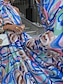 billige Kjoler med trykt mønster-Dame Uformell kjole Swingkjole Kjole med A-linje Fargegradering Trykt mønster Høy krage Lang kjole Maxikjole Stilfull Fritid Daglig Stevnemøte Ermeløs Sommer