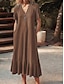 cheap Plain Dresses-Women&#039;s Casual Dress Midi Dress Pocket Vacation Basic Casual V Neck Short Sleeve Black Wine Blue Color