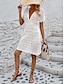 Недорогие простые платья-Жен. Белое платье Мини-платье Открытая спина Аппликация Отпуск Пляж Секси На каждый день V-образный вырез С короткими рукавами Черный Белый Синий Цвет
