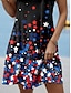 abordables Robes à motifs-Mini robe à bretelles imprimée drapeau américain pour femmes, sans manches, été