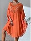 baratos Vestidos de renda branca-Mulheres Minivestido Vestido branco Vestido de renda Camisetão Vestido de verão Roupa de rua Básico Casual Férias Rua Feriado Normal Manga 3/4 Gola Redonda Preto Branco Azul Laranja Verão