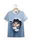 ieftine Tricouri Damă-Pentru femei Tricou 3D cat Animal Imprimeu Zilnic Sfârșit de săptămână Modă Manșon scurt Rotund Alb Vară