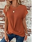 cheap Women&#039;s Blouses &amp; Shirts-Women&#039;s Blouse Knotted Daily Vacation Going out Elegant Bohemia Short Sleeve Crew Neck Orange Summer